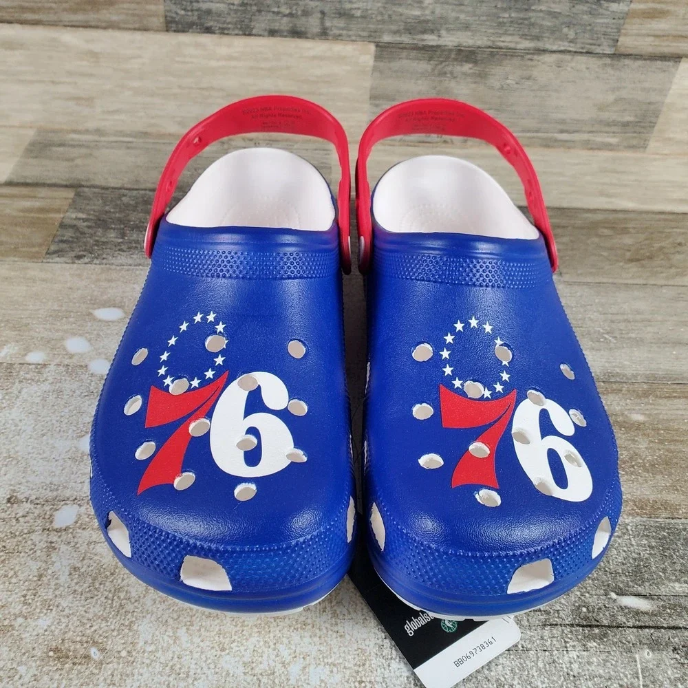Crocs NBA Philadelphia 76ers Classic Mens Clogs Sz 11 Blue Red Rubber Slingback